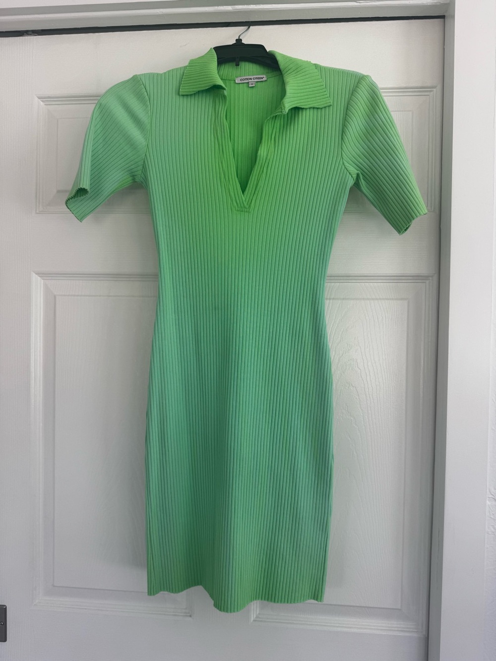 Cotton Citizen Ribbed Polo Midi Dress – Lime Green Ombré Made in USA